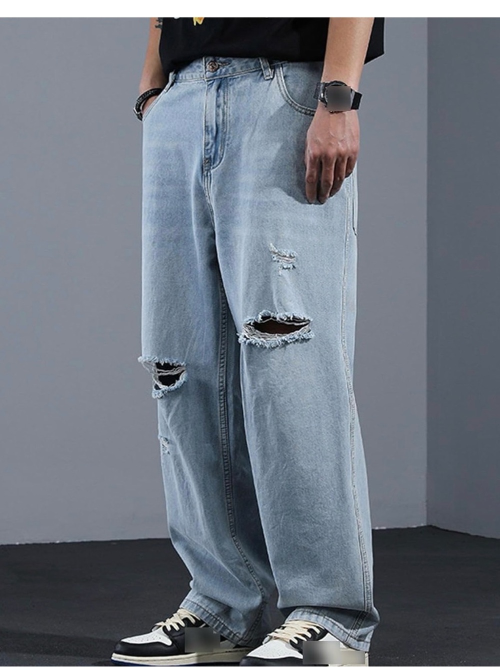 wild fable Light Wash Distressed Relaxed Men’s Jeans